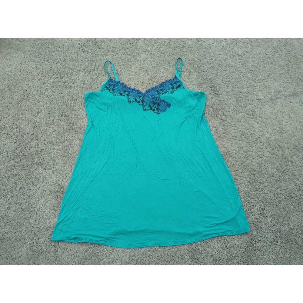 Soma Nightgown Womens XXL Blue Cami Chemise Lace Trim V-Neck Mini‎ Sleepwear